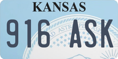 KS license plate 916ASK