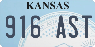KS license plate 916AST