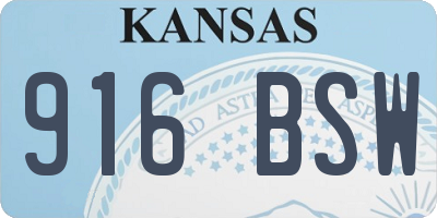 KS license plate 916BSW