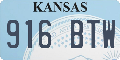 KS license plate 916BTW