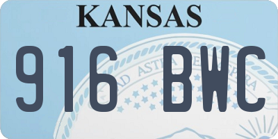 KS license plate 916BWC