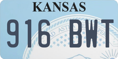 KS license plate 916BWT