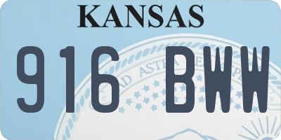 KS license plate 916BWW
