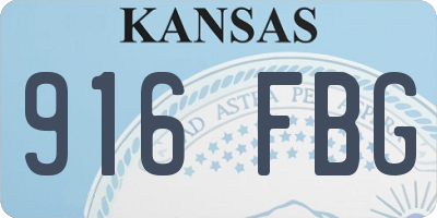 KS license plate 916FBG