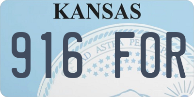 KS license plate 916FOR