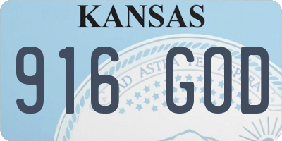 KS license plate 916GOD