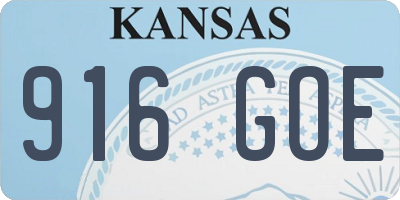 KS license plate 916GOE