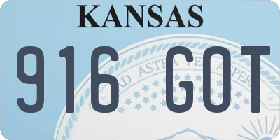 KS license plate 916GOT