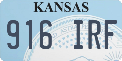 KS license plate 916IRF