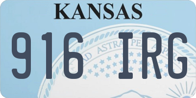 KS license plate 916IRG
