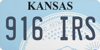 KS license plate 916IRS