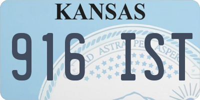 KS license plate 916IST