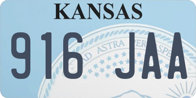 KS license plate 916JAA