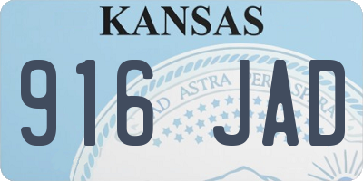 KS license plate 916JAD