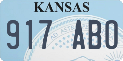 KS license plate 917ABO