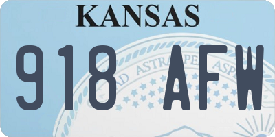KS license plate 918AFW