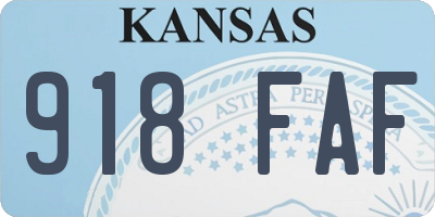 KS license plate 918FAF