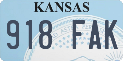 KS license plate 918FAK