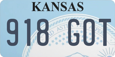 KS license plate 918GOT