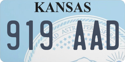 KS license plate 919AAD
