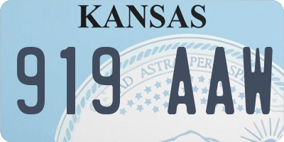 KS license plate 919AAW