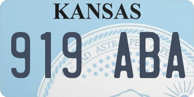 KS license plate 919ABA
