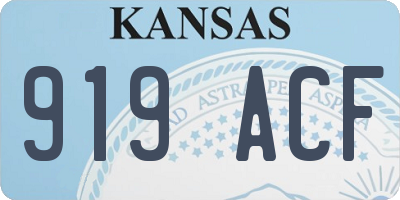KS license plate 919ACF