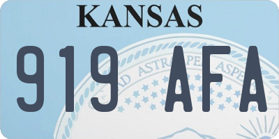 KS license plate 919AFA