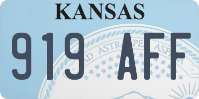 KS license plate 919AFF