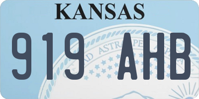 KS license plate 919AHB