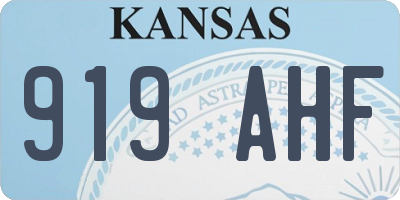 KS license plate 919AHF