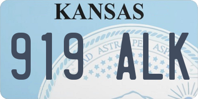 KS license plate 919ALK