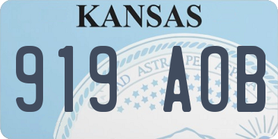 KS license plate 919AOB