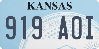 KS license plate 919AOI