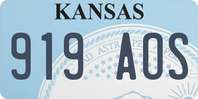 KS license plate 919AOS