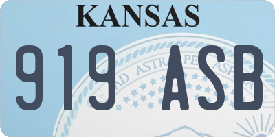 KS license plate 919ASB