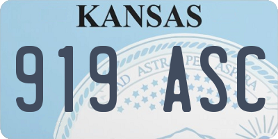 KS license plate 919ASC