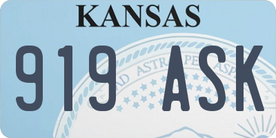 KS license plate 919ASK
