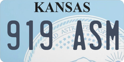 KS license plate 919ASM