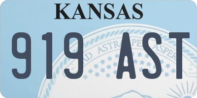 KS license plate 919AST