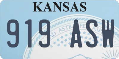 KS license plate 919ASW