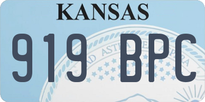 KS license plate 919BPC