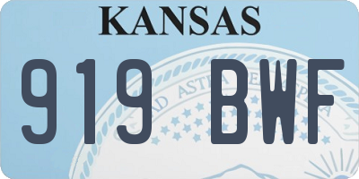 KS license plate 919BWF