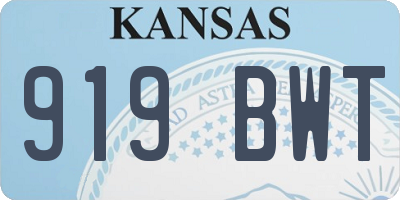 KS license plate 919BWT