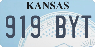 KS license plate 919BYT