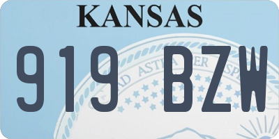 KS license plate 919BZW