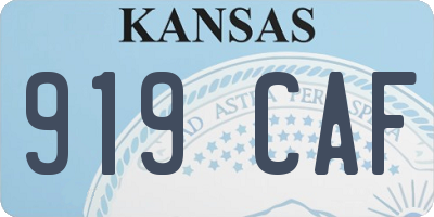 KS license plate 919CAF