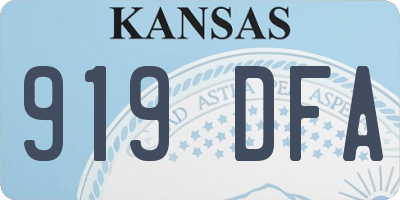 KS license plate 919DFA