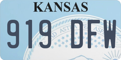 KS license plate 919DFW