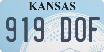 KS license plate 919DOF